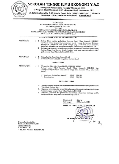 Sk Mengajar Bap Presensi Dan Daftar Nilai Msdm I Smt Ganjil