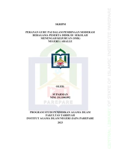 Peranan Guru PAI Dalam Pembinaan Moderasi Beragama Peserta Didik Di