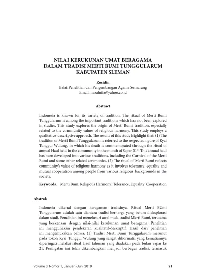 Nilai Kerukunan Umat Beragama Dalam Tradisi Merti