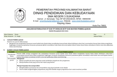 Analisis Keterkaitan Cp Dan Tp Dengan Ikp Dan Materi Pembelajatran