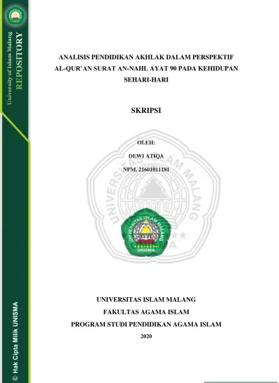 ANALISIS PENDIDIKAN AKHLAK DALAM PERSPEKTIF AL QURAN SURAT AN NAHL