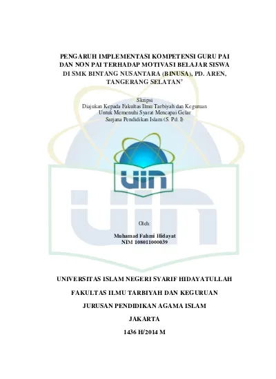 Pengaruh Implementasi Kompetensi Guru PAI Dan Non PAI Terhadap Motivasi