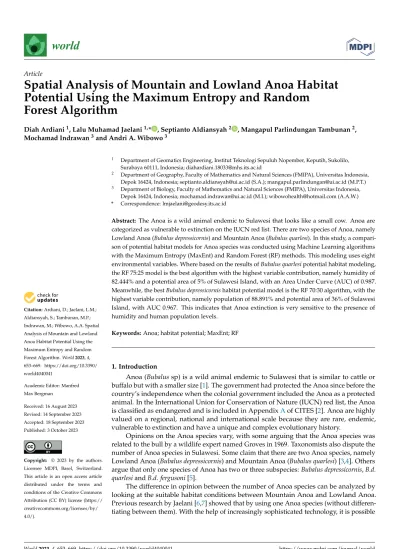 Spatial Analysis Of Mountain And Lowland Anoa Habitat Potential Using