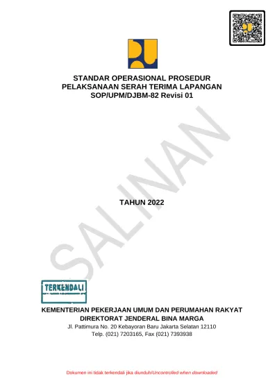 Standar Operasional Prosedur Pelaksanaan Serah Terima Lapangan Sop Upm