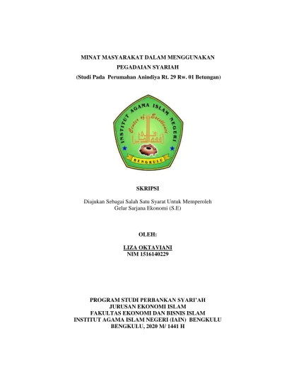 Skripsi Liza Pdf Pdf Repository Iain Bengkulu