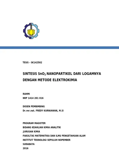 Sintesis Sno2 Nanopartikel Dari Logamnya Dengan Metode Elektrokimia