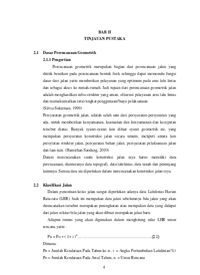 Bab Ii Tinjauan Pustaka Dasar Perencanaan Geometrik