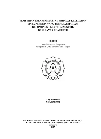 Pemberian Relaksasi Mata Terhadap Kelelahan Mata Pekerja Yang Terpapar