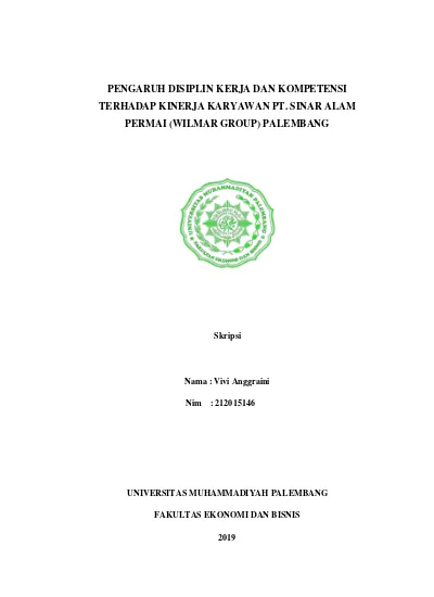 PENGARUH DISIPLIN KERJA DAN KOMPETENSI TERHADAP KINERJA KARYAWAN PT