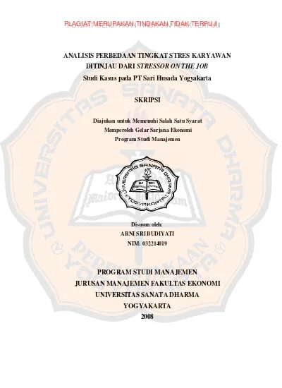 Analisis Perbedaan Tingkat Stres Karyawan Ditinjau Dari Stressor On The