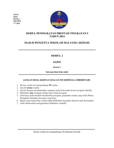 Jangan Buka Kertas Soalan Ini Sehingga Diberitahu