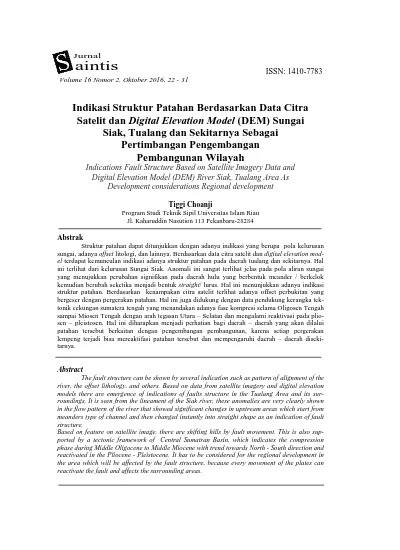 Indikasi Struktur Patahan Berdasarkan Data Citra Satelit Dan Digital