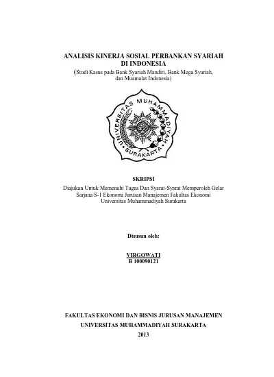 Analisis Kinerja Sosial Perbankan Syariah Di Indonesia Analisis Kinerja