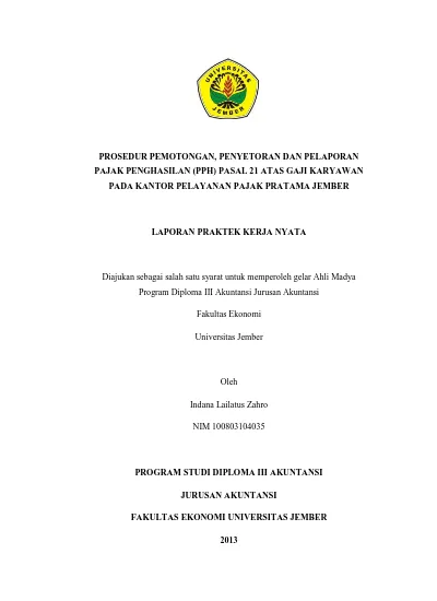 Prosedur Pemotongan Penyetoran Dan Pelaporan Pajak Penghasilan Pph