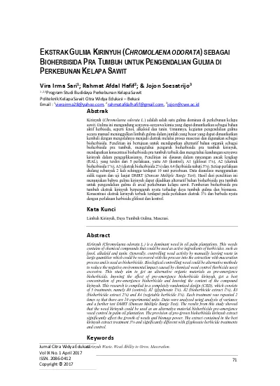 Ekstrak Gulma Kirinyuh Chromolaena Odorata Sebagai Bioherbisida Pra