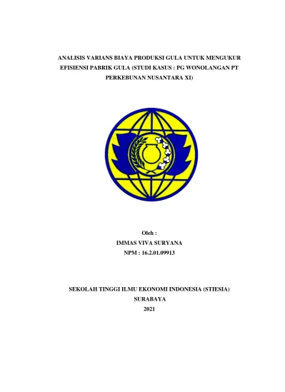 ANALISIS VARIANS BIAYA PRODUKSI GULA UNTUK MENGUKUR EFISIENSI PABRIK