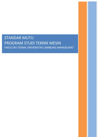 Standar Mutu Program Studi Teknik Mesin Fakultas Teknik Universitas