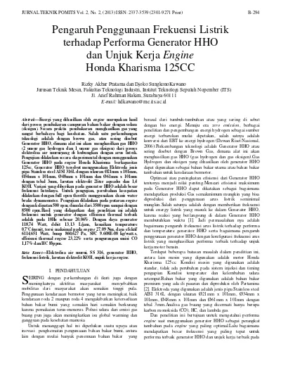 Pengaruh Penggunaan Frekuensi Listrik Terhadap Performa Generator Hho