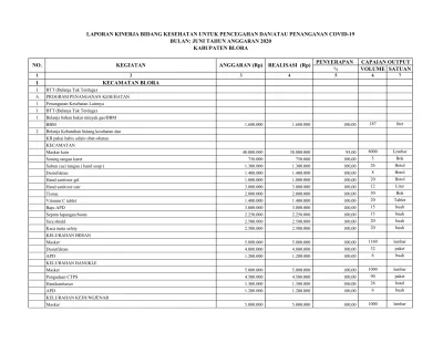 Laporan Kinerja Bidang Kesehatan Untuk Pencegahan Dan Atau Penanganan