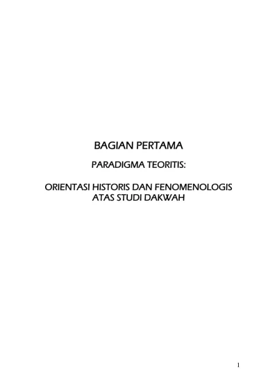 Sejarah Pemikiran Dakwah Islam Sampai Abad Ke H