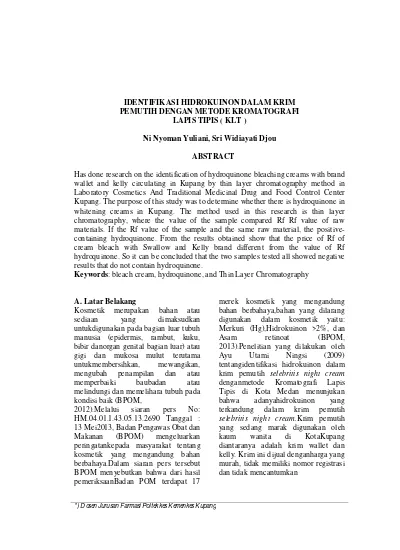 Identifikasi Hidrokuinon Dalam Krim Pemutih Dengan Metode Kromatografi