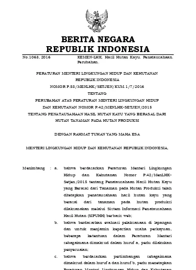 No Tentang Perubahan Atas Peraturan Menteri Lingkungan Hidup Dan