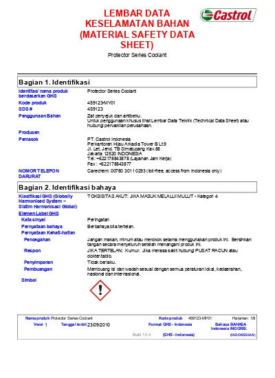 LEMBAR DATA KESELAMATAN BAHAN MATERIAL SAFETY DATA SHEET