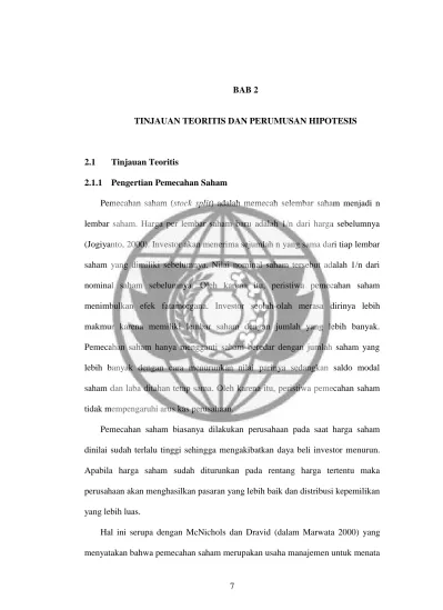 BAB 2 TINJAUAN TEORITIS DAN PERUMUSAN HIPOTESIS