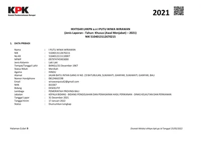 IKHTISAR LHKPN A N I PUTU WIWA WIRAWAN Jenis Laporan Tahun Khusus