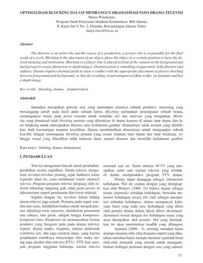 OPTIMALISASI BLOCKING DALAM MEMBANGUN DRAMATISASI PADA DRAMA TELEVISI