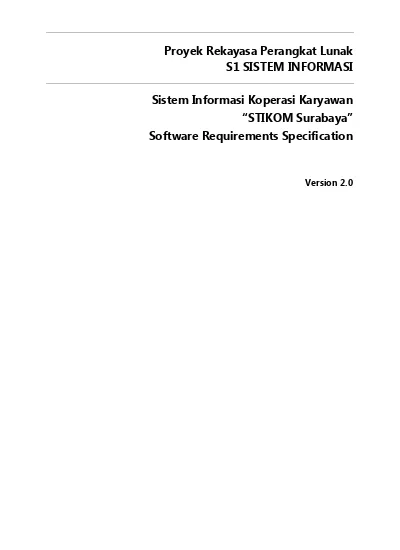 Proyek Rekayasa Perangkat Lunak S1 SISTEM INFORMASI Sistem Informasi