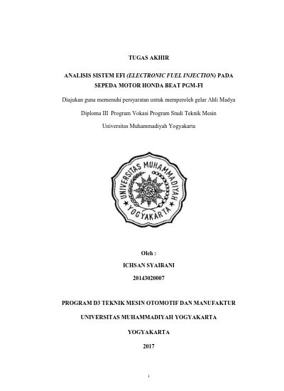 TUGAS AKHIR ANALISIS SISTEM EFI ELECTRONIC FUEL INJECTION PADA SEPEDA