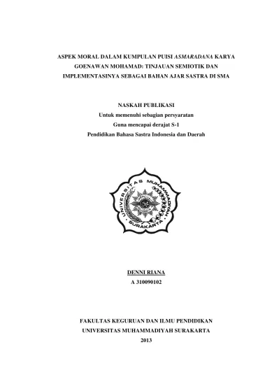 ASPEK MORAL DALAM KUMPULAN PUISI ASMARADANA KARYA GOENAWAN MOHAMAD