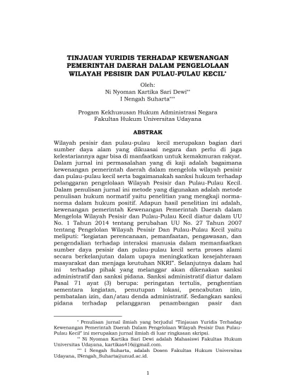 TINJAUAN YURIDIS TERHADAP KEWENANGAN PEMERINTAH DAERAH DALAM