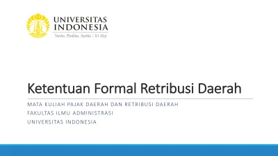 Ketentuan Formal Retribusi Daerah Mata Kuliah Pajak Daerah Dan