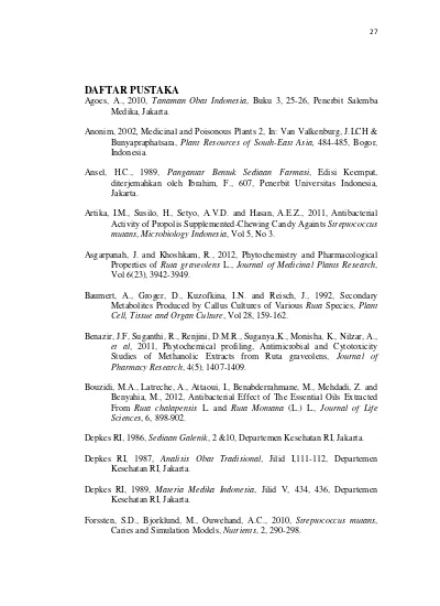 DAFTAR PUSTAKA Uji Aktivitas Antibakteri Secara In Vivo Fraksi Non