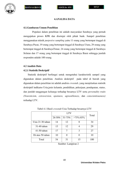 4 ANALISA DATA 4 2 Analisis Data Statistik Deskriptif Statistik