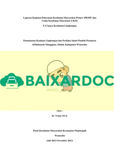 Laporan Kegiatan Pelayanan Kesehatan Masyarakat Primer Pkmp Dan Usaha
