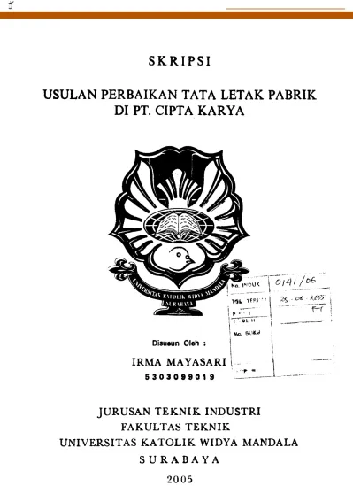 Skripsi Usulan Perbaikan Tata Letak Pabrik Di Pt Cipta Karya