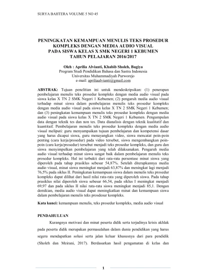 Peningkatan Kemampuan Menulis Teks Prosedur Kompleks Dengan Media Audio