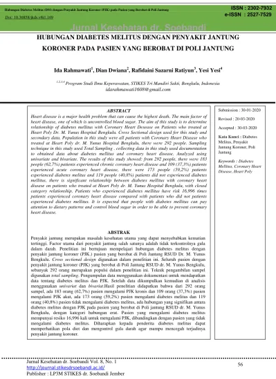 Jurnal Kesehatan Dr Soebandi Hubungan Diabetes Melitus Dengan Penyakit