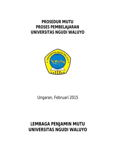 PROSEDUR MUTU PROSES PEMBELAJARAN UNIVERSITAS NGUDI WALUYO Ungaran