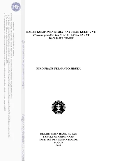 Kadar Komponen Kimia Kayu Dan Kulit Jati Tectona Grandis Linn F Asal