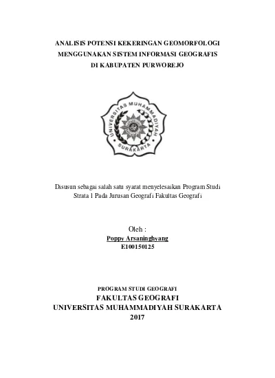 Analisis Potensi Kekeringan Geomorfologi Menggunakan Sistem Informasi