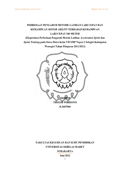 PERBEDAAN PENGARUH METODE LATIHAN LARI CEPAT DAN