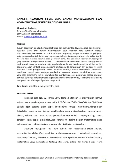 ANALISIS KESULITAN SISWA SMA DALAM MENYELESAIKAN SOAL GEOMETRI YANG