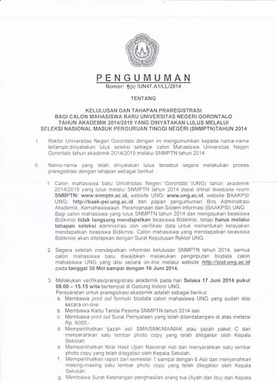 Bagi Calon Mahasiswa Baru Universitas Negeri Gorontalo Tahun