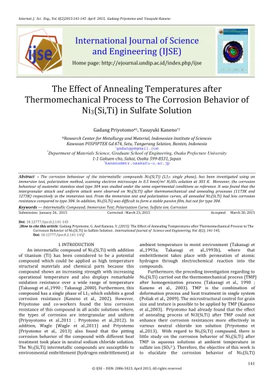 Si Ti In Sulfate Solution The Effect Of Annealing Temperatures After