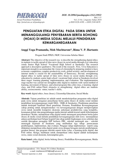 Penguatan Etika Digital Pada Siswa Untuk Menanggulangi Penyebaran