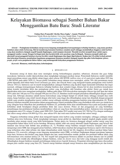 Kelayakan Biomasa Sebagai Sumber Bahan Bakar Menggantikan Batu Bara